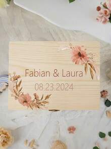 Personalized Floral Wedding Commemorative Gift Box, Customizable Name Storage Wedding Commemorative Gift Box, Newlywed Name Wedding Commemorative Gift Box, Customized Wooden Commemorative Box, Mr. And Mrs. Gift, Anniversary Commemorative Box, Engraved Collection Box - Multicolor - View 9