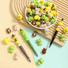 5/25颗3D可爱动物系列硅胶珠套装，鸭子、青蛙、熊、蜜蜂、猫头鹰造型珠子，可用于DIY钥匙扣、项链、手链、珠宝吊坠，节日和生日礼物 - 3D動物組合3 - 查看 6