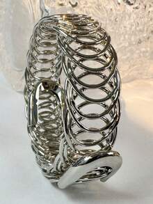 1 chiếc vòng tay kim loại rỗng hiện đại, thiết kế sóng lò xo, cá nhân hóa, món quà độc đáo phù hợp cho phụ nữ đeo hàng ngày. - Nhiều màu - Xem 9