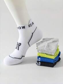 5 Paar Laufsocken mit niedrigem Schnitt, rutschfestem Fersenfleck und verstärkter Zehenpartie, geeignet für Gym-Training, Fitness und Outdoor-Aktivitäten - Verschiedenfarbig - Übersicht 2