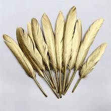 金色人造鵝毛 10/30/50件，金屬色羽毛裝飾，適用於派對裝飾、婚禮、新年、節日DIY、天使之翼手工製作 - XZD 10-15cm - 查看 11