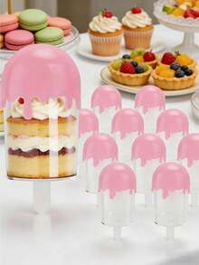 12/6pcs Multicolor Ice Lolly Cupcake Molds, Candy Jars, Ice Cream Shaped Candy Boxes, Reusable Transparent Ice Cream Bar Gift Boxes, Suitable For Birthday, Wedding Party Decorations - Multicolor - View 5