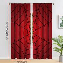 2pcs Black Spider Web Red Curtains For Teenagers Home Decor Living Room Blackout Curtains Bedroom Window Decorations,160gsm,2D Printing, Party Decoration Curtains - Multicolor - View 10