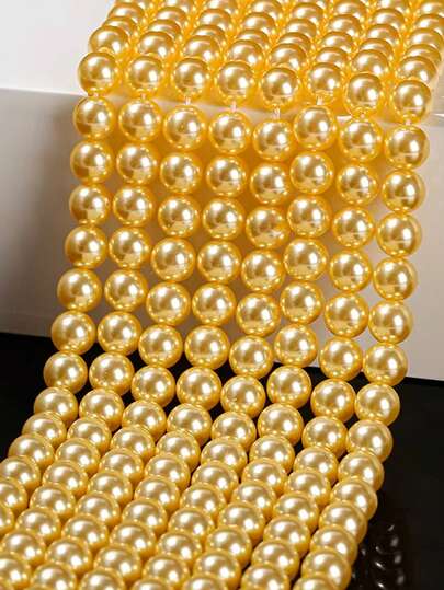 1串 4/6/8/10mm 彩色玻璃仿珍珠珠子圆形散珠，用于珠宝制作 DIY 手链项链配件。