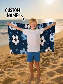 1pc Personalized Kids Beach Towel,Summer Birthday Gift For Kids,Summer Vibes,Girls Beach Trip,Custom Beach Towel,Swimming Pool,Beach Decor - Multicolor - View 7