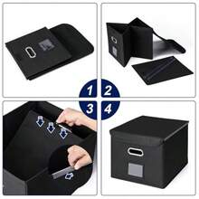 CADONO - Caja organizadora de archivos con tapa organizador plegable con diapositiva de plástico caja de archivos colgante para almacenamiento de documentos de oficina - morado claro - Ver 4