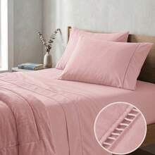 400 Thread Count 3-Piece Bedding Set With Fitted Sheet And Pillowcases, Soft Touch, Everyday Comfort, Single, Full, Queen, King - Baby Pink - View 2
