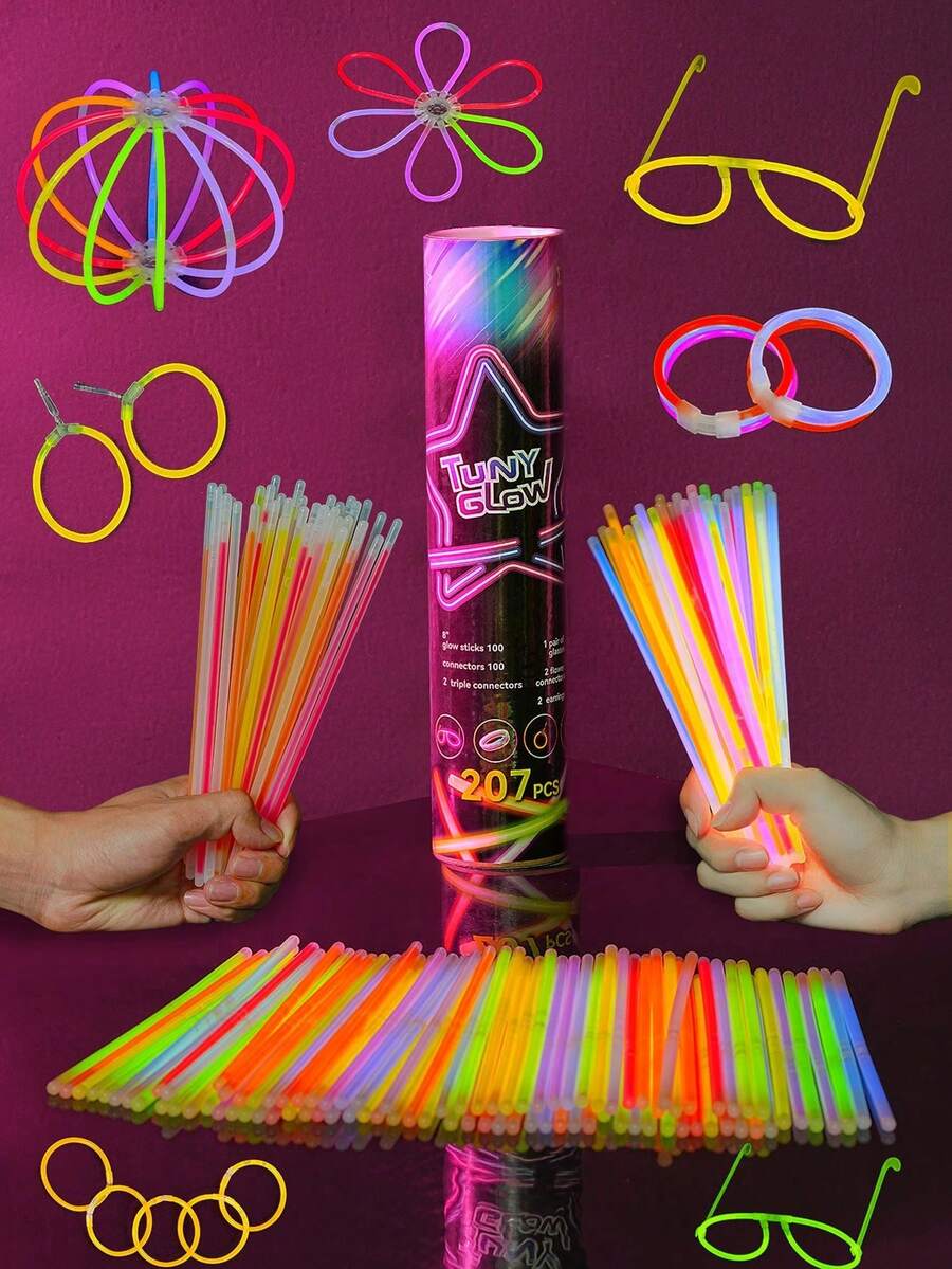 100 pièces Bâtons lumineux multicolores - Bracelets lumineux en plastique léger sans pile, convient pour les concerts, les danses, les fêtes et autres occasions, essentiel pour les festivals de musique | Décoration de fête amusante | Bracelets colorés