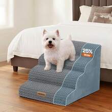Escaleras extra anchas para perros medianos y grandes escaleras para mascotas de 18 pulgadas de alto para cama y sofá con funda lavable escalera de espuma de 4 escalones para gatos mayores - Gris - Ver 8
