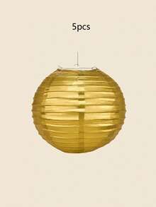 5个金色纸灯笼套装，易于悬挂，6英寸、8英寸、10英寸圆形中国纸灯笼，适用于新娘送礼会、周年纪念日和各种庆祝活动，室内/室外装饰 - 金色 - 查看 11