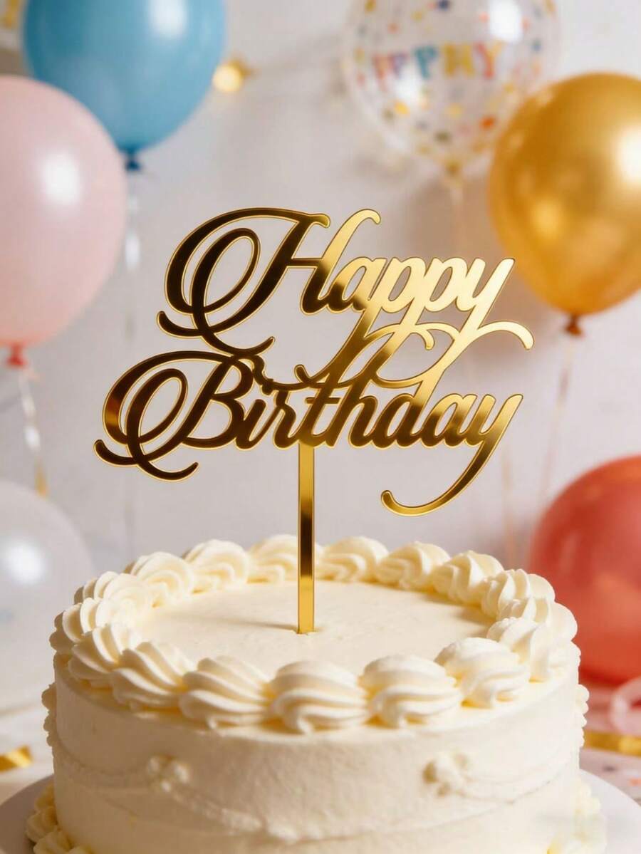 3件套生日快乐亚克力蛋糕装饰品，适用于生日派对，可装饰生日蛋糕和纸杯蛋糕