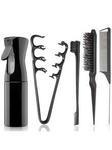 WANMEI 5-In-1 Styling Tool Set, All-In-One Hairstyle Tool Kit, Fine Mist Spray Bottle, Hair Comb, Edge Brush, Tail Comb, Portable Hairstyle Tool Suitable For All Hair Types - Multicolor - View 8