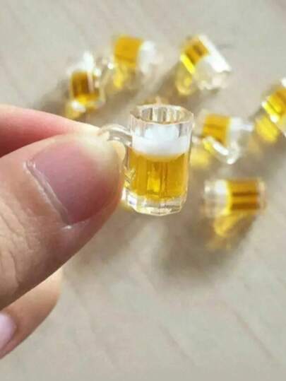 10/20个迷你啤酒杯，微缩场景装饰，DIY钥匙扣吊坠，食物主题树脂配件，非常适合娃娃屋。