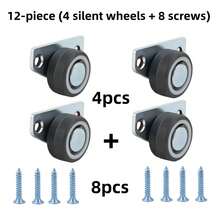 12pcs Set (Includes 4 Quiet Casters + 8 Screws) Furniture Drawer Casters, Quiet Smooth 1.25" Side Mount Casters, Metal Surface Industrial Flat Bottom Casters, Modern Aesthetic Furniture Casters, Industrial-Grade Flat Bottom Casters - Silent Wheel - View 9