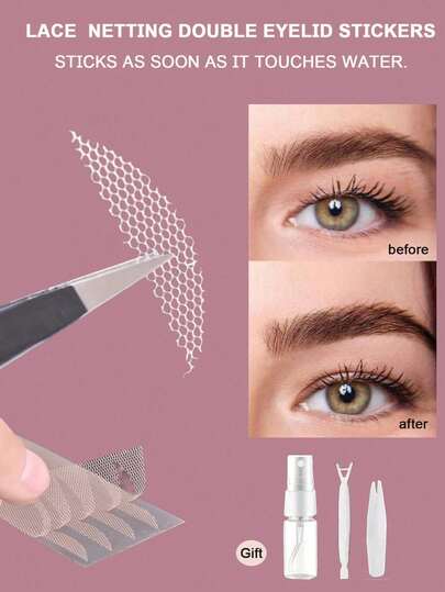 60pcs Lace Eyeshadow Stickers, Women's Makeup Eyeliner Stickers, Invisible Mesh Double Eyelid Stickers, Beauty Makeup Products, Quickly Create European Profound Eye Sockets, Easy To Use, Suitable As Christmas Gifts, Makeup Tools, Travel Essentials.
