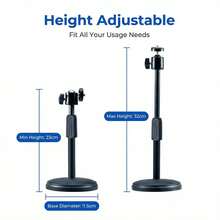 Adjustable Desk Round Phone Holder, Photography Live Streaming Lighting Stand, 1/4" Camera Mount With Height Adjustment - View 3