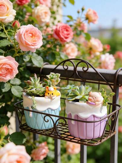 Kawaii Resin Flower Pot | Adorable Cream Drip Design Succulent Planter | Durable Mini Plant Container For Cactus Herb | Perfect Decorative Ornament For Patio Backyard Living Room | Cute Desk Accessory For Home Office