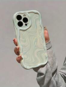 1个创意绿色波浪边屏幕保护膜手机壳，兼容苹果7/8/X/XR/XS Max/11/12/13/14/15/16/17 Pro Max、三星Galaxy A14/A15/A16/A17/A04/A05/A06/A07/A54/A55/A56/A57/A34/A35/A36/A37/S26/S26 Plus/S26 Ultra、Transsion SMART7/8/9/10 - 奶油白色 - 查看 2