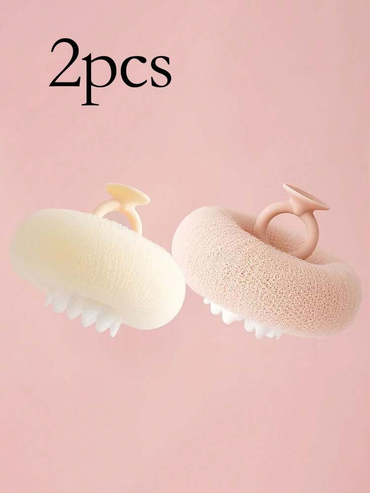 4pcs Bath Sponge Set - Multi-Functional Bath Sponge And Brush, Suitable For High-End Ladies, Bath Sponge And Brush Set With Magnetic Bathroom Hanging Rack - Multicolor - View 14