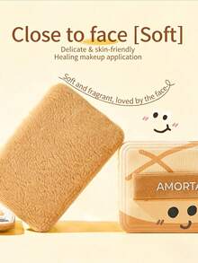 Amortals Convenience Store 2Pcs Biscuit Velvet Powder Puffs – 1.5mm Dense Short Pile, Ultra Thin Square Design, Great For Pressed Powder Blush Setting Makeup, Soft Skin-Friendly For Beginners & Artists, Viral Trending Makeup Tool - Camel - View 7