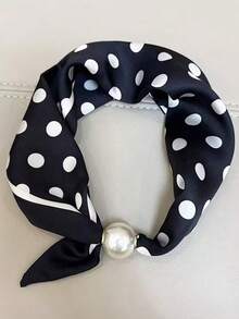 1pc Bandana Magnetic Clasp Scarf, New Arrival Pearl Buckle Scarf, Fashionable Elegant Neck Scarf Accessory For Women - Multicolor - View 8