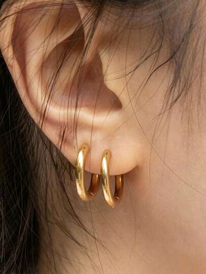 YUNCHUN 1 Pair Fashionable Minimalist Gold Earrings, Hypoallergenic Comfortable Punk Retro Minimalist Metal Earrings, Suitable For Friend Gatherings, Romantic Festivals, Dates, Street Shooting, Celebrity Events, Mother's Day, Valentine's Day Gifts For Mom, Girlfriend, Friends