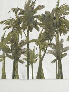 Men's Star & Palm Tree Print Patchwork Design Loose Fit Casual Vacation T-Shirt, Summer - White - View 5