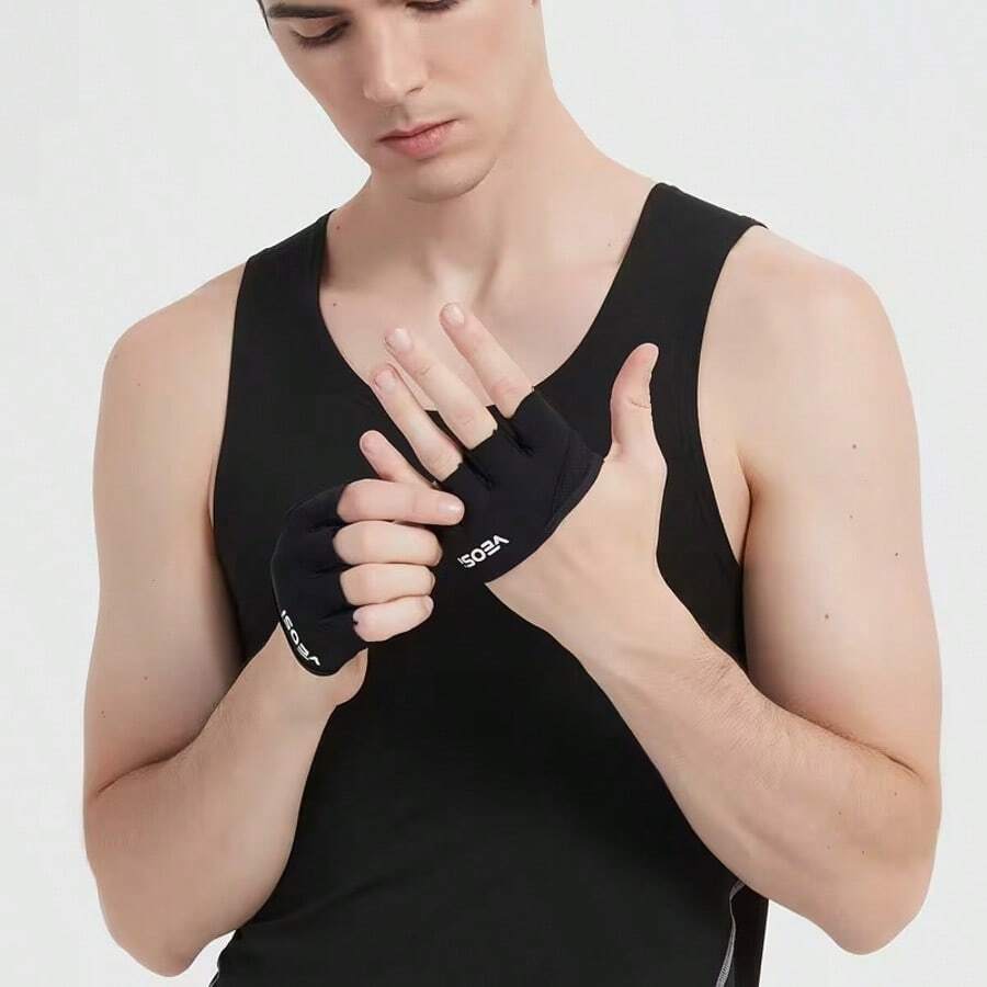 Fitness Training Gloves, Anti-Slip , Breathable 4-Finger Half Palm Design For Gym Equipment, Cycling, Weightlifting - A - View 1