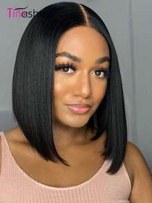 Tinashe Tóc giả Bob thẳng tắp không keo Wear & Go 6x5 Lace Closure, tóc thật Remy, sẵn sàng sử dụng, nhổ sẵn, tẩy nút thắt, cắt sẵn, Lace Closure trong suốt, đường chân tóc tự nhiên có tóc con - SNatural - Xem 4