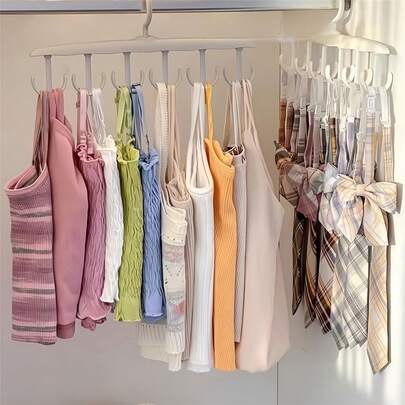 5개 물결 모양 옷걸이 - 인체공학적 곡선 후크가 있는 다기능 옷걸이, 브래지어, 란제리 및 섬세한 의류에 적합 - 내구성 있는 플라스틱 공간 절약형 디자인, 가정, 기숙사, 소매점, 소매 디스플레이 액세서리, 기숙사 보관 솔루션, 튼튼한 구조에 적용 가능