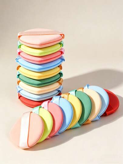 9件套马卡龙色气垫美妆蛋套装，10T超厚双面美妆蛋，超级柔软蓬松，遇水膨胀，可重复使用，不含乳胶，适用于BB霜、遮瑕膏、高光等。