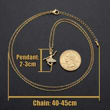 1 chiếc mặt dây chuyền hình vũ công ba lê mạ vàng thanh lịch, chất liệu đá Cubic Zirconia, dây chuyền thép không gỉ, kiểu dáng nghệ thuật và thời trang. - Vàng - Xem 3