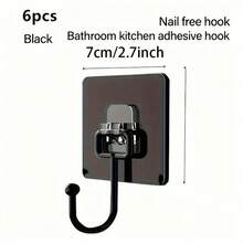 10 chiếc móc treo tường cỡ lớn chịu lực cao, móc treo tự dính, móc đa năng treo áo khoác, mũ, khăn, chìa khóa, vật dụng linh tinh, móc treo chống thấm nước cho phòng tắm, nhà vệ sinh, nhà bếp, phụ kiện móc treo gia dụng. - màu đen - Xem 5