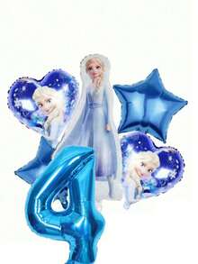 Blue Ice Princess Theme Birthday Party Balloon Set Decorations, Including Blue And White Balloons, Birthday Party Decor, Birthday Wishes Balloon Combo, Foil Balloons, 18 Inch Patterned Round, Heart And Star Foil Balloons, Suitable For Birthday Growth Ceremony Party Wall Decor Background - View 13