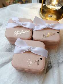 Caja de joyería personalizada para damas de honor, caja de joyería personalizada, estuche de viaje para joyas, caja de joyas de viaje con nombre, propuesta de dama de honor, regalo de boda - Multicolor - Ver 3