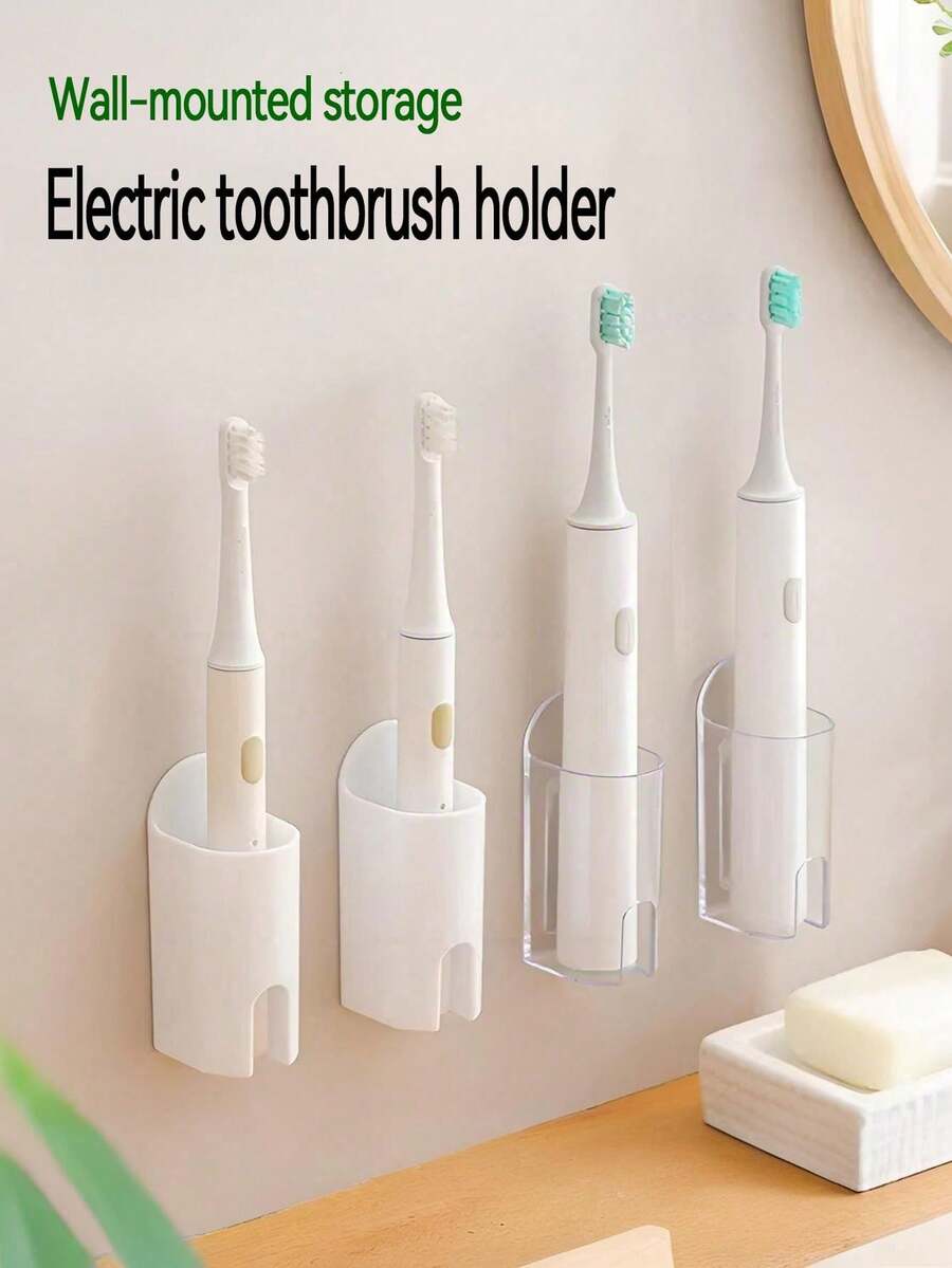 1pc Toothbrush Holder, Toothbrush Storage Rack, Bathroom Storage Organizer, No-Drill Wall Mount Toothbrush Holder, Multi-Function Shelf, Bathroom Storage Essential