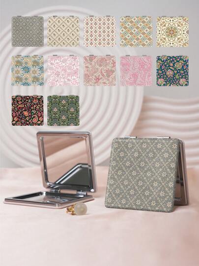 1 chiếc gương trang điểm họa tiết hoa Bohemian, gương cầm tay gấp gọn nhẹ, chất liệu da PU bền, phù hợp mọi dịp, gương vuông gấp gọn bỏ túi với thiết kế họa tiết Paisley cổ điển, nắp gập 180°, đa chức năng.