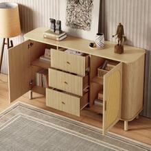 This Modern Sideboard With Drawers, Shelves And Metal Legs In Wood Look Is A Versatile Living Room Furniture Piece And An Absolute Must-Have. - Natural - View 6