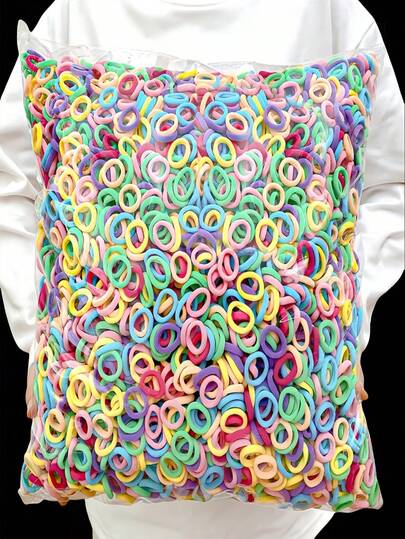 100 piezas Lazos elásticos de unicolor, sujetadores de cola de caballo sin daños, adecuados para uso diario, accesorios festivos, bandas de goma para el cabello, scrunchies, cuerda para el cabello