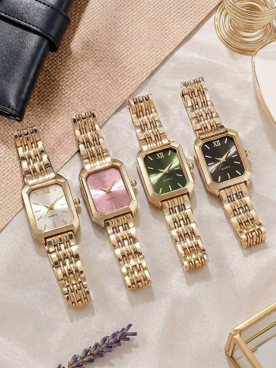 1只女士方形表盘石英表，优雅百搭，适合日常、休闲、假日、派对、返校、度假、海滩等各种场合，也可作为生日、周年纪念日、母亲节、情人节等节日礼物。 - 彩色 - 查看 1