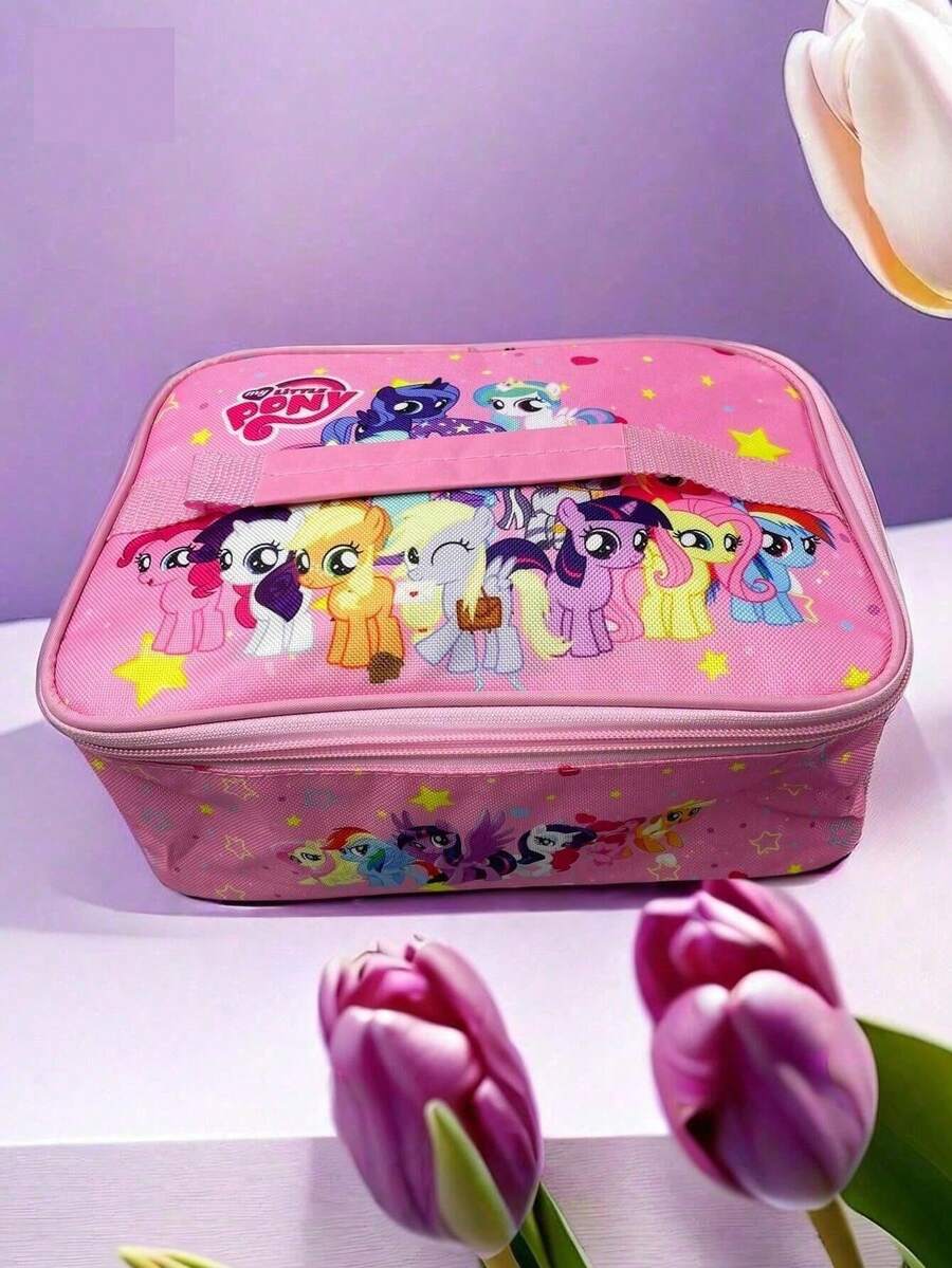 MY LITTLE PONY 1 pièce Sac à déjeuner isotherme - Plat, imperméable et portable, convient pour l'école et le travail. Garde la nourriture fraîche et délicieuse. Style de bande dessinée mignon, cadeau parfait pour l'anniversaire, Noël et la Saint-Valentin pour les adolescents et les amis. Convient pour la décoration intérieure, les fêtes et la rentrée scolaire - A - Voir 1