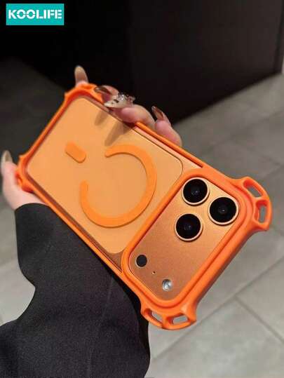 Koolife 1pc Four-Corner Shockproof Magnetic Phone Case, Raised Airbag, PC+TPU, Raised Lens Protection, Full Coverage Anti-Fall Case, Compatible With Apple 13/13Pro/13ProMax/14/14Pro/14ProMax/14 Plus/15/15 Plus/15Pro/15ProMax/16/16Pro/16ProMax/17/17Pro/17ProMax