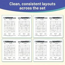 Bộ sách Sudoku trí tuệ dành cho trẻ em: Các tùy chọn độ khó từ cơ bản, trung cấp, nâng cao đến thử thách, câu đố số 9x9 kèm lời giải, giúp rèn luyện khả năng tập trung, tư duy phản biện và chơi yên tĩnh. - Siêu Sudoku - Xem 7