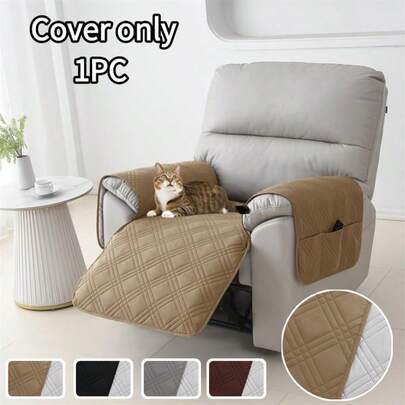 1 Tấm bọc ghế thư giãn màu trơn, chống bụi cho thú cưng và trẻ em, dùng cho ghế bành đơn, có túi đựng đồ, thích hợp cho phòng khách.