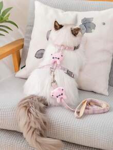 LANGXINGCS 1 Set Correa para gato con diseño de conejo de dibujos animados, correa para mascotas ligera y cómoda anti-escape, adecuada para uso en exteriores de gatos y perros pequeños - Multicolor - Ver 12