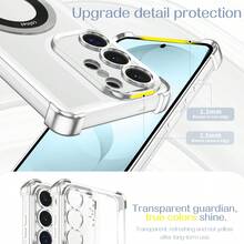 双环放大镜磁吸防震透明手机壳，适用于三星S26 Ultra/S25/S24/S23/S22系列，Galaxy A123456789987654321 45G电镀四角气囊防摔透明手机壳 - 銀色 - 查看 2