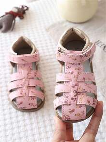 1 Pair Cute & Fashionable Design With Massage Pad, Soft Non-Slip Flat Children Sandals, Toddler Walking Shoes, Suitable For Spring, Summer, Autumn And Winter - Pink - View 1