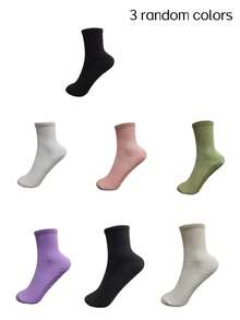 3 Pairs Random 8 Colors Non-Slip Pilates Socks, Women Colorful Yoga Socks, Pilates Sticky Socks With Grip And Breathable Yoga Toe Socks, Suitable For Ballet And Yoga - Multicolor - View 9