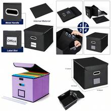 CADONO - Caja organizadora de archivos con tapa organizador plegable con diapositiva de plástico caja de archivos colgante para almacenamiento de documentos de oficina - morado claro - Ver 1