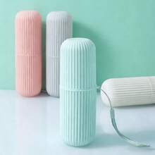 Portable Toothbrush Travel Case, 3 Colors Reusable Toothbrush Cup, Waterproof Toothpaste Storage Box Suitable For Outdoor, Travel, Camping, Bathroom - Multicolor - View 6